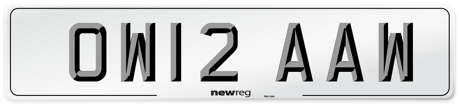 OW12 AAW Number Plate from New Reg